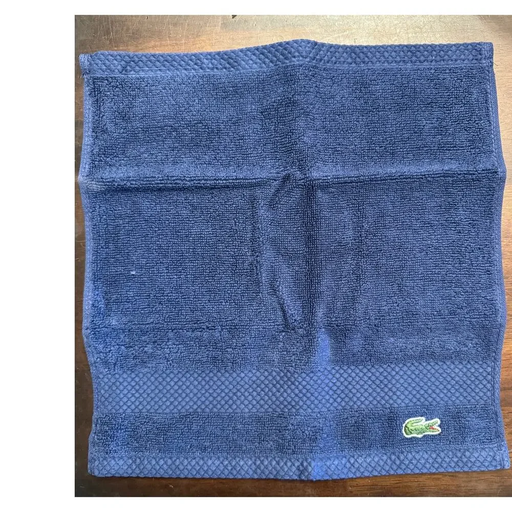 Lacoste Navy Home Heritage Antimicrobial Supima cotton washcloth 13x13 inch NIP